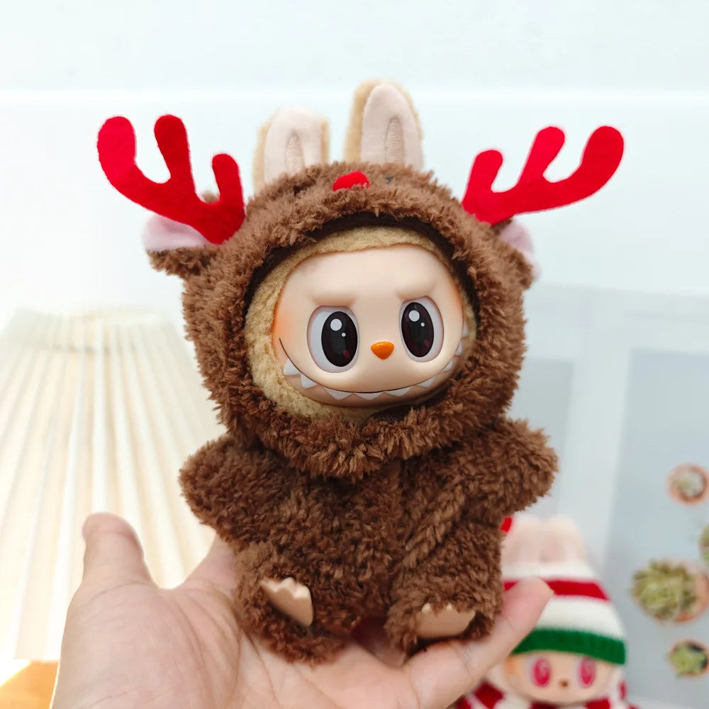Compatible con muñecas Labubu: Conjunto de suéter y gorro de Papá Noel