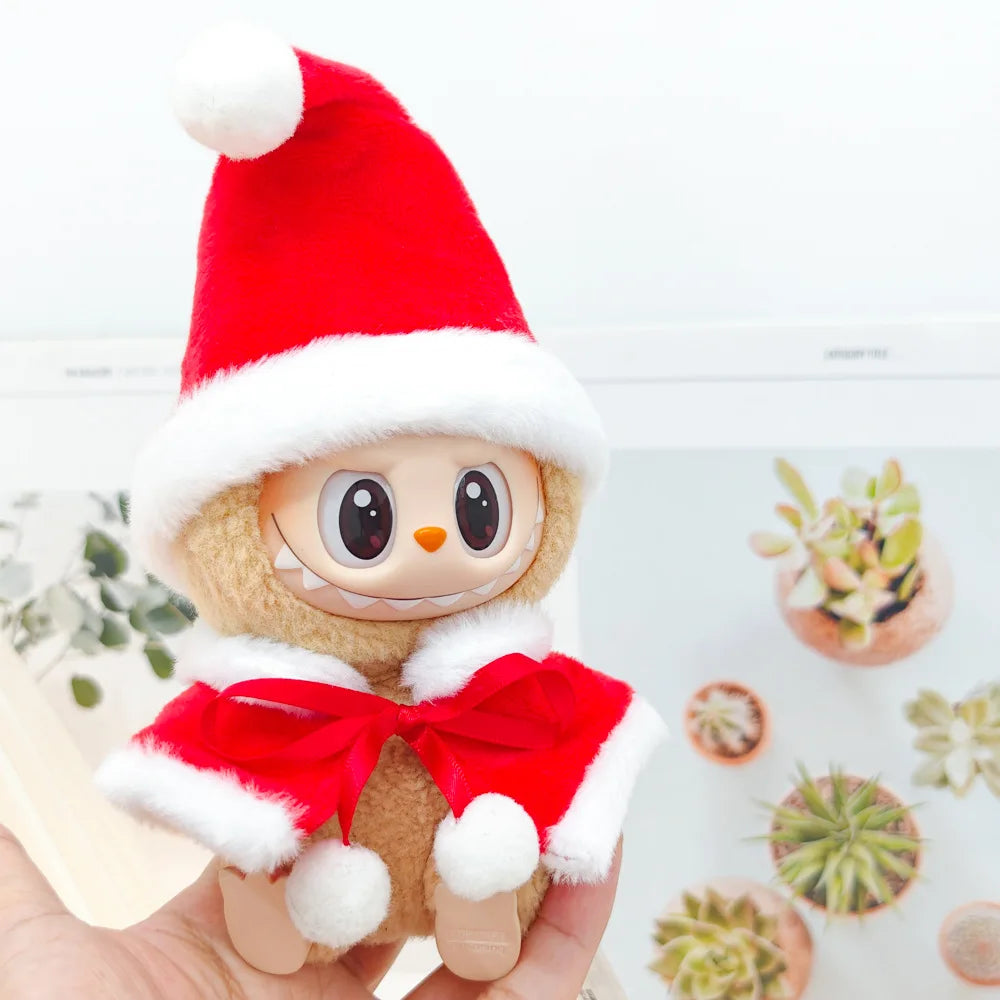 Compatible con muñecas Labubu: Conjunto de suéter y gorro de Papá Noel