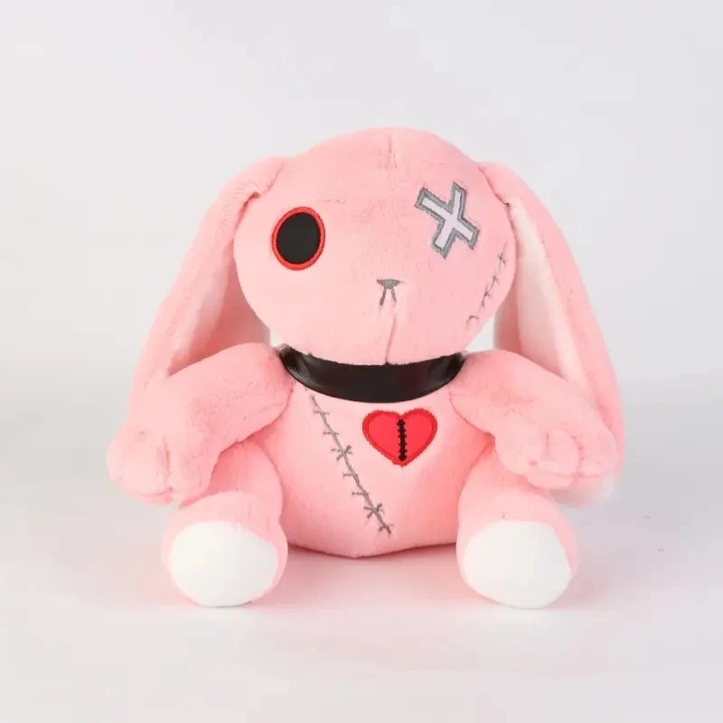 Conejito gótico de peluche espeluznante: lindo y espeluznante peluche blanco y negro