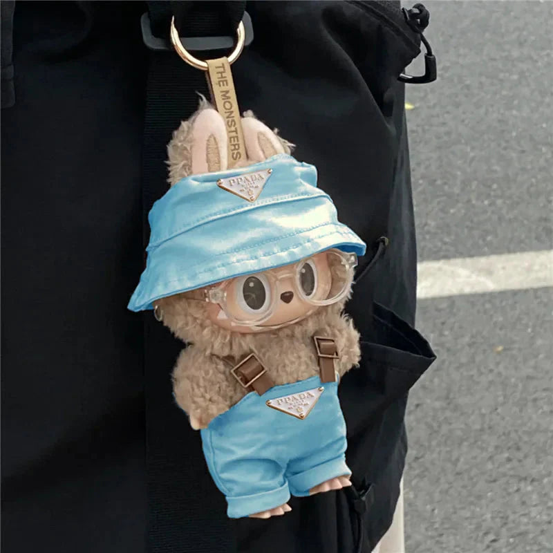 Labubu 15–17cm Non-Official Fisherman Hat & Overalls Set DollZio