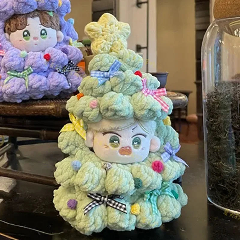 Compatible con muñecas Labubu: Mini conjunto de ropa de crochet para tejer: atuendo navideño