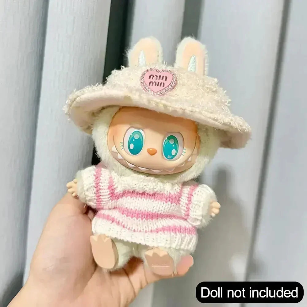 Labubu Idol Sweater – 17 cm Non-Official Striped Sweater for Sitting Doll DollZio