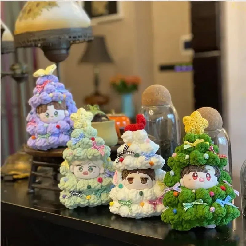Compatible con muñecas Labubu: Mini conjunto de ropa de crochet para tejer: atuendo navideño