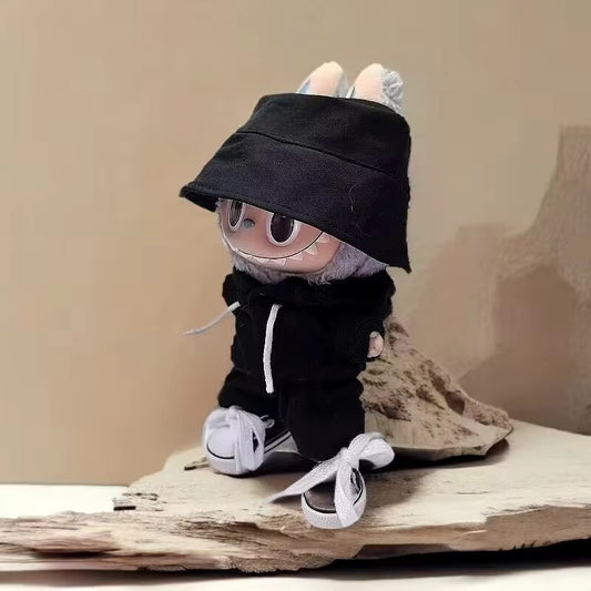 Compatible with Labubu Dolls Designer Hat & Overalls Set