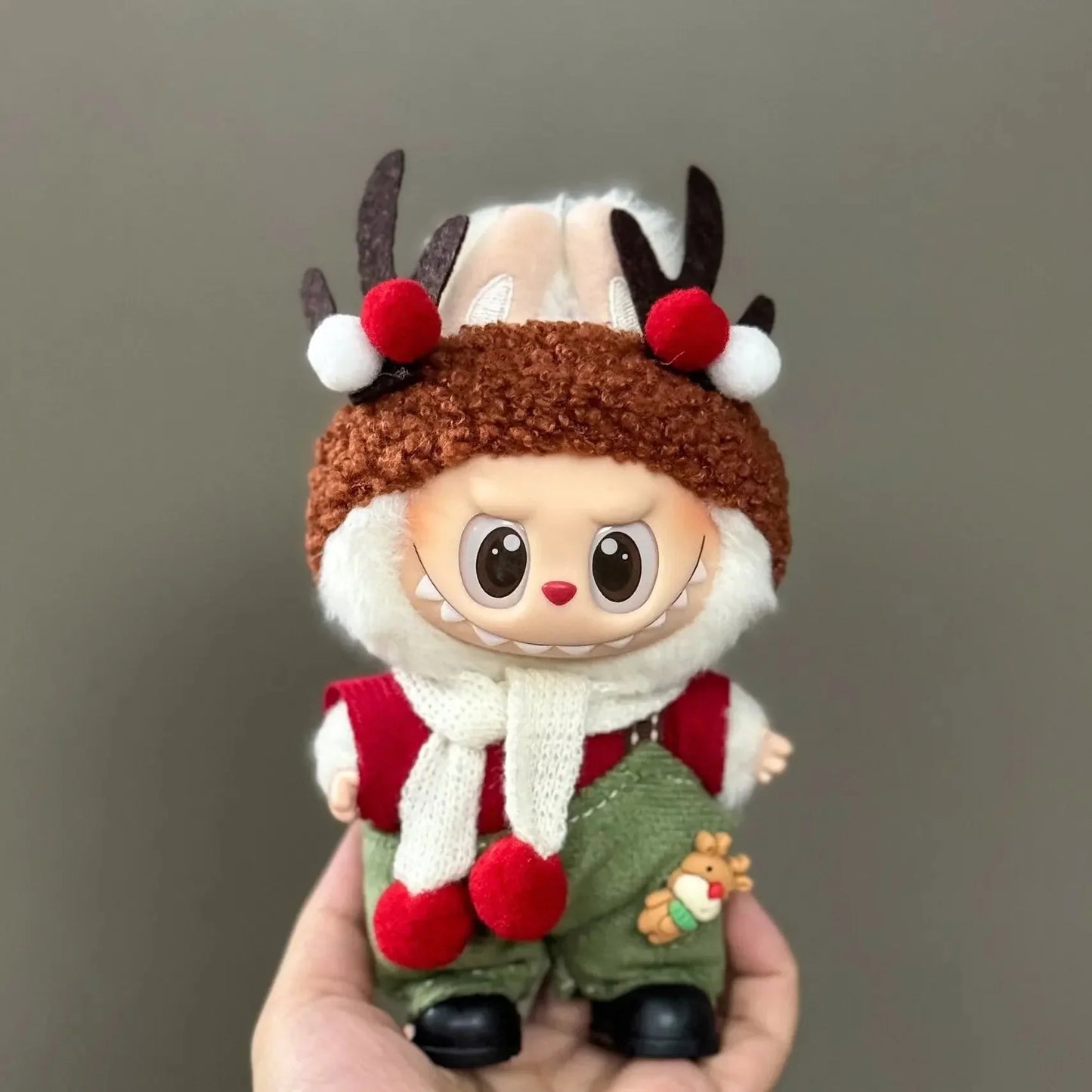 Labubu Christmas Deer Outfit – Non-Official Red Festive Clothes Set DollZio