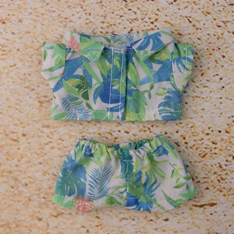 Labubu 3.0 Non-Official Hawaii Beach Outfit – Tropical Doll Clothes Set DollZio