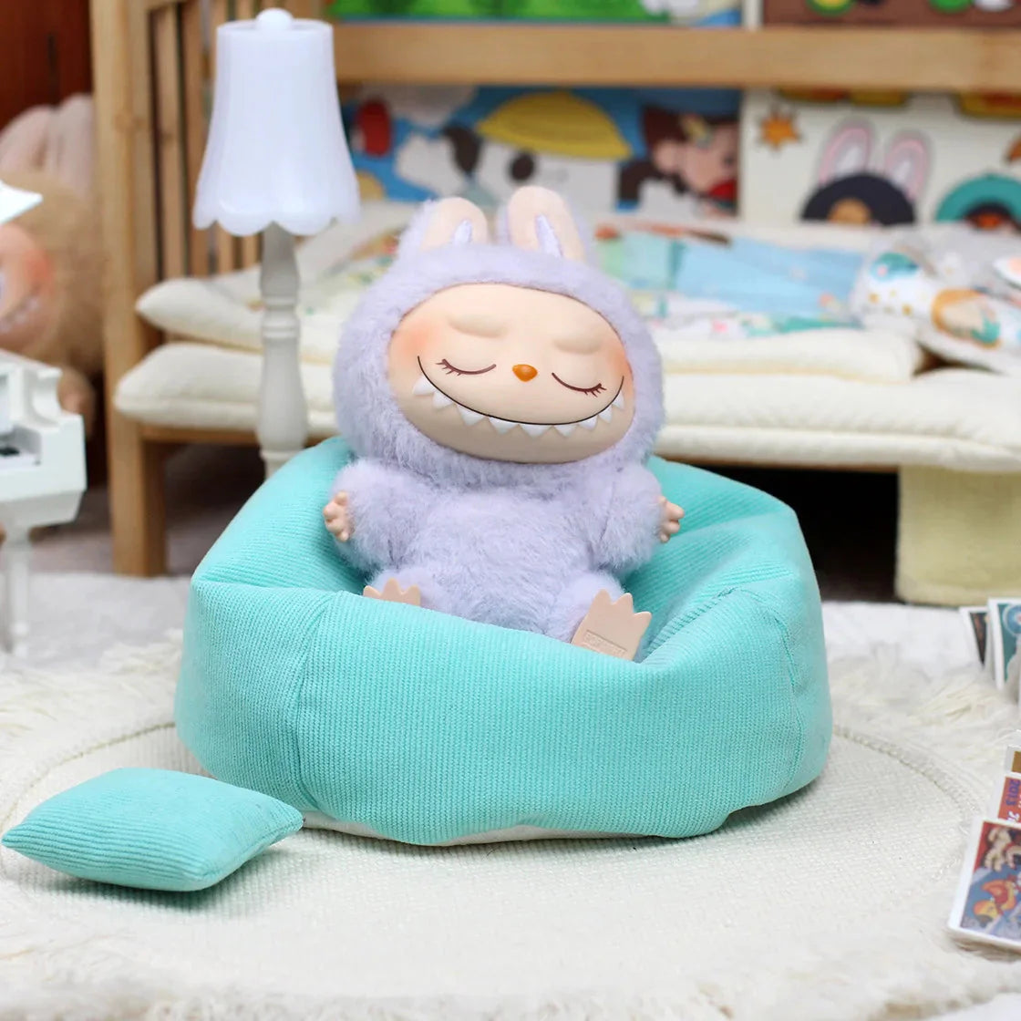Mini Plush Sofa Bed for Labubu Dolls – Non-Official for V1/V2/V3 DollZio