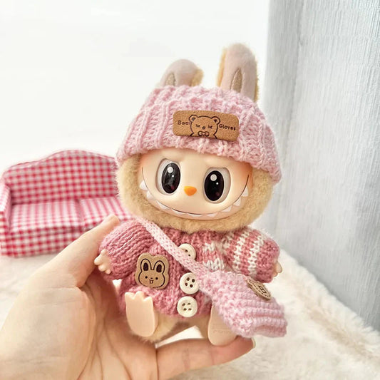 17cm Labubu Doll Clothes Set | Non-Official Sweater, Hat, & Accessories DollZio