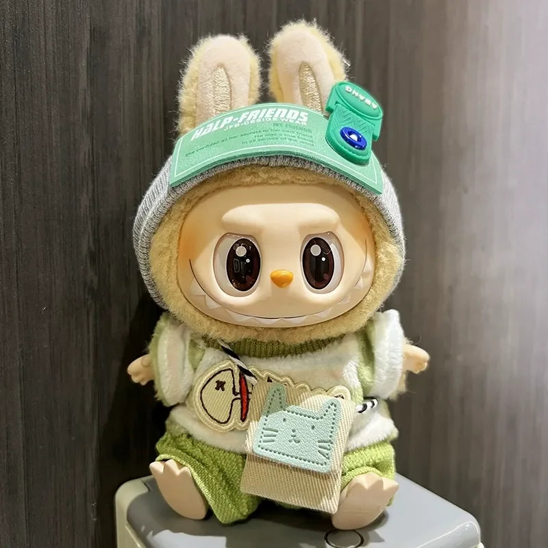 Compatible con el conjunto de ropa para muñecas Labubu, conjunto verde bebé.
