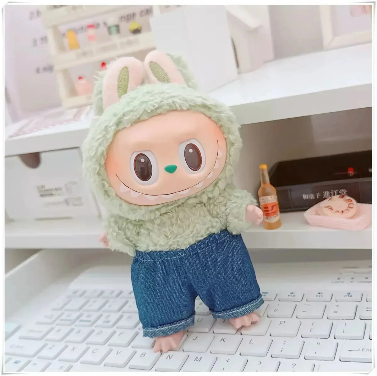 17cm Labubu I II Doll Clothing Fashion Hoodie Pants Sweatshirt Korean Idol Trendy DIY Doll Clothing Accessories Toy Gift DollZio