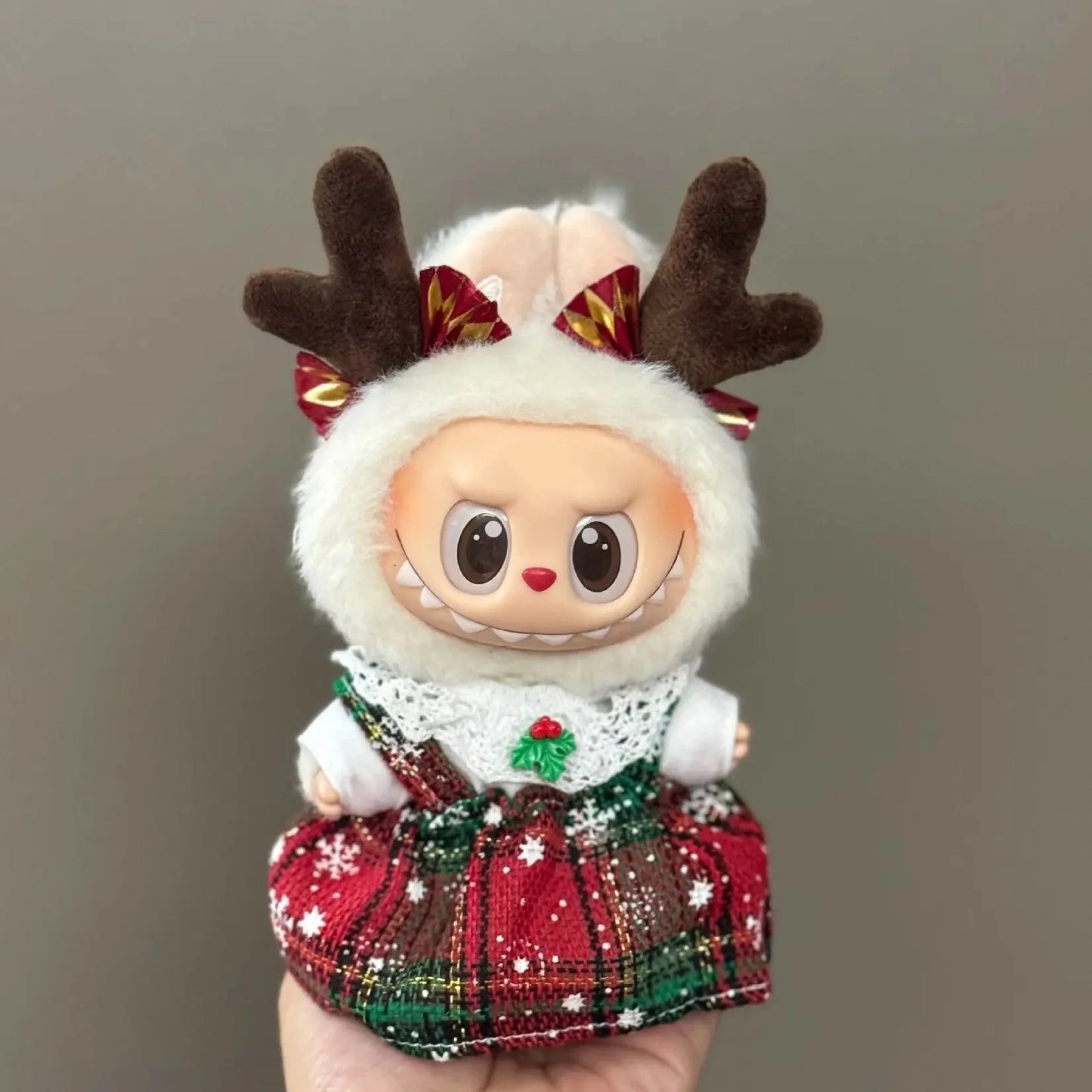 Labubu Christmas Deer Outfit – Non-Official Red Festive Clothes Set DollZio