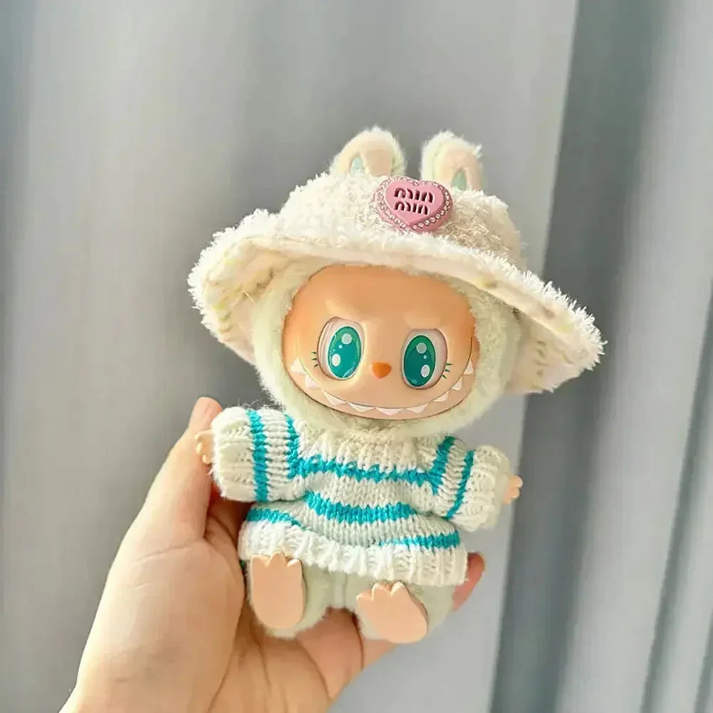 Labubu Idol Sweater – 17 cm Non-Official Striped Sweater for Sitting Doll DollZio