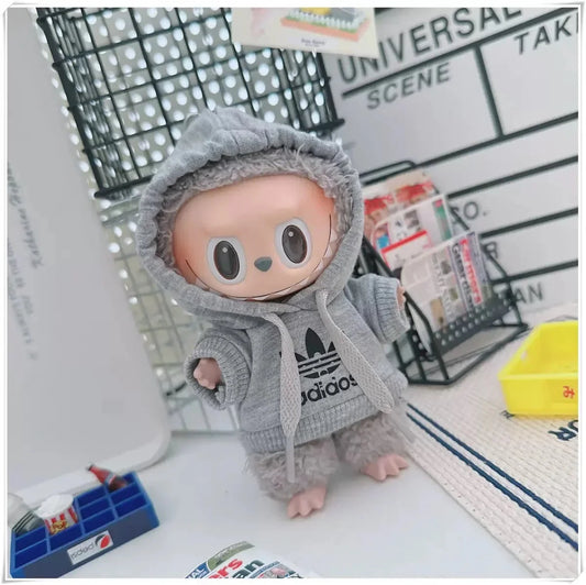 17cm Labubu I II Doll Clothing Fashion Hoodie Pants Sweatshirt Korean Idol Trendy DIY Doll Clothing Accessories Toy Gift DollZio