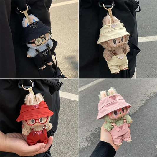 Labubu 15–17cm Non-Official Fisherman Hat & Overalls Set DollZio