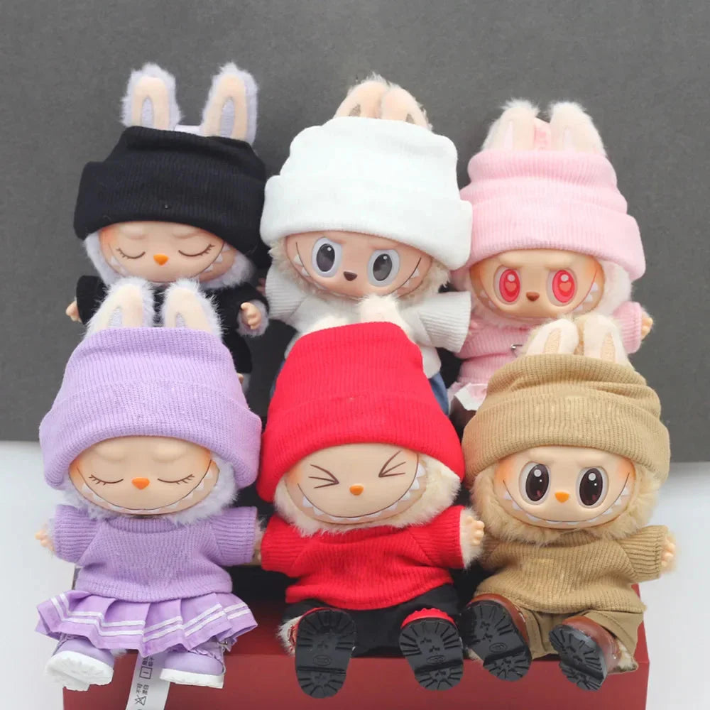 Labubu 15–17 cm Non-Official Solid Sweater & Hoodie Set DollZio