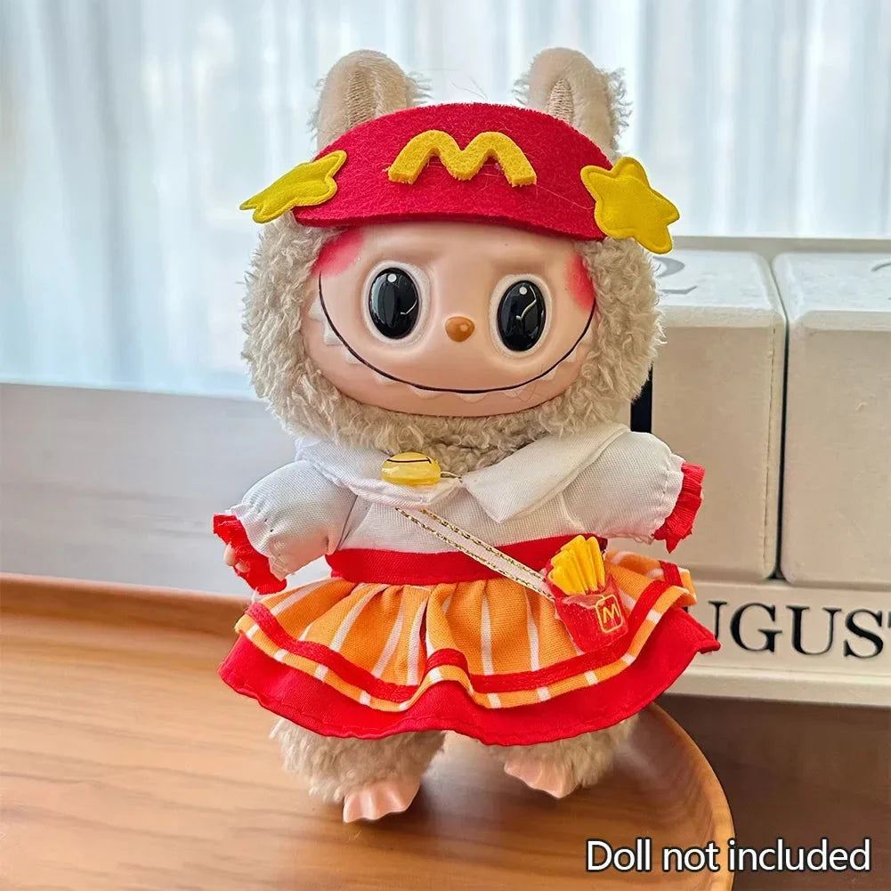 Cute 17cm Labubu Doll Hoodie - Non-Official Kawaii Doll Clothes DollZio