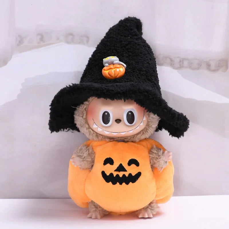 Labubu 17cm Non-Official Pumpkin Costume  – Cute Halloween Doll Outfit DollZio