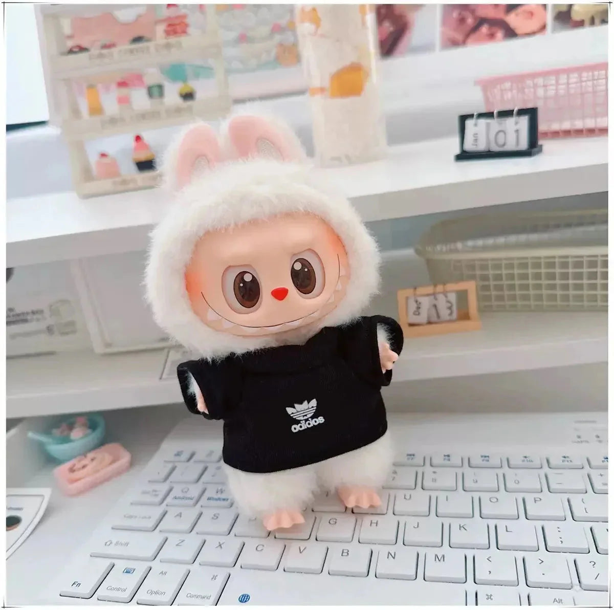 17cm Labubu I II Doll Clothing Fashion Hoodie Pants Sweatshirt Korean Idol Trendy DIY Doll Clothing Accessories Toy Gift DollZio