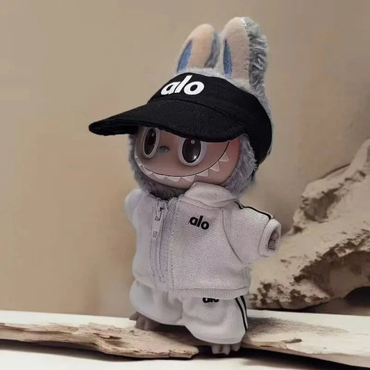 Labubu 17 cm Non-Official Designer Hat & Overalls Set – Non-Official Luxury Doll Outfit DollZio