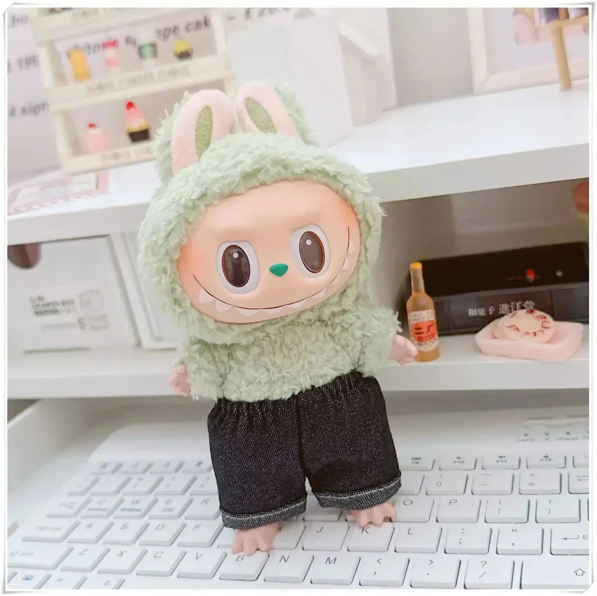 17cm Labubu I II Doll Clothing Fashion Hoodie Pants Sweatshirt Korean Idol Trendy DIY Doll Clothing Accessories Toy Gift DollZio