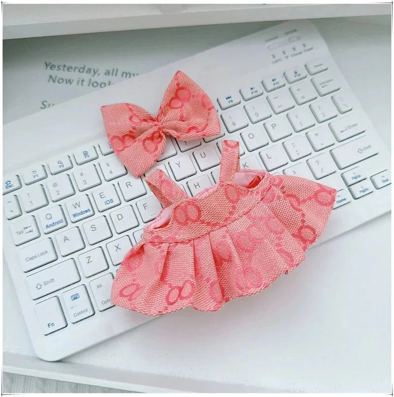 For 15 17cm Labubu Doll Clothes Princess Dress Bow Tie Two-Piece Set Outfit Clothing Sitting Party Game Toys Gift Accessories DollZio