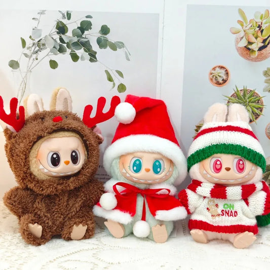 Compatible con muñecas Labubu: Conjunto de suéter y gorro de Papá Noel