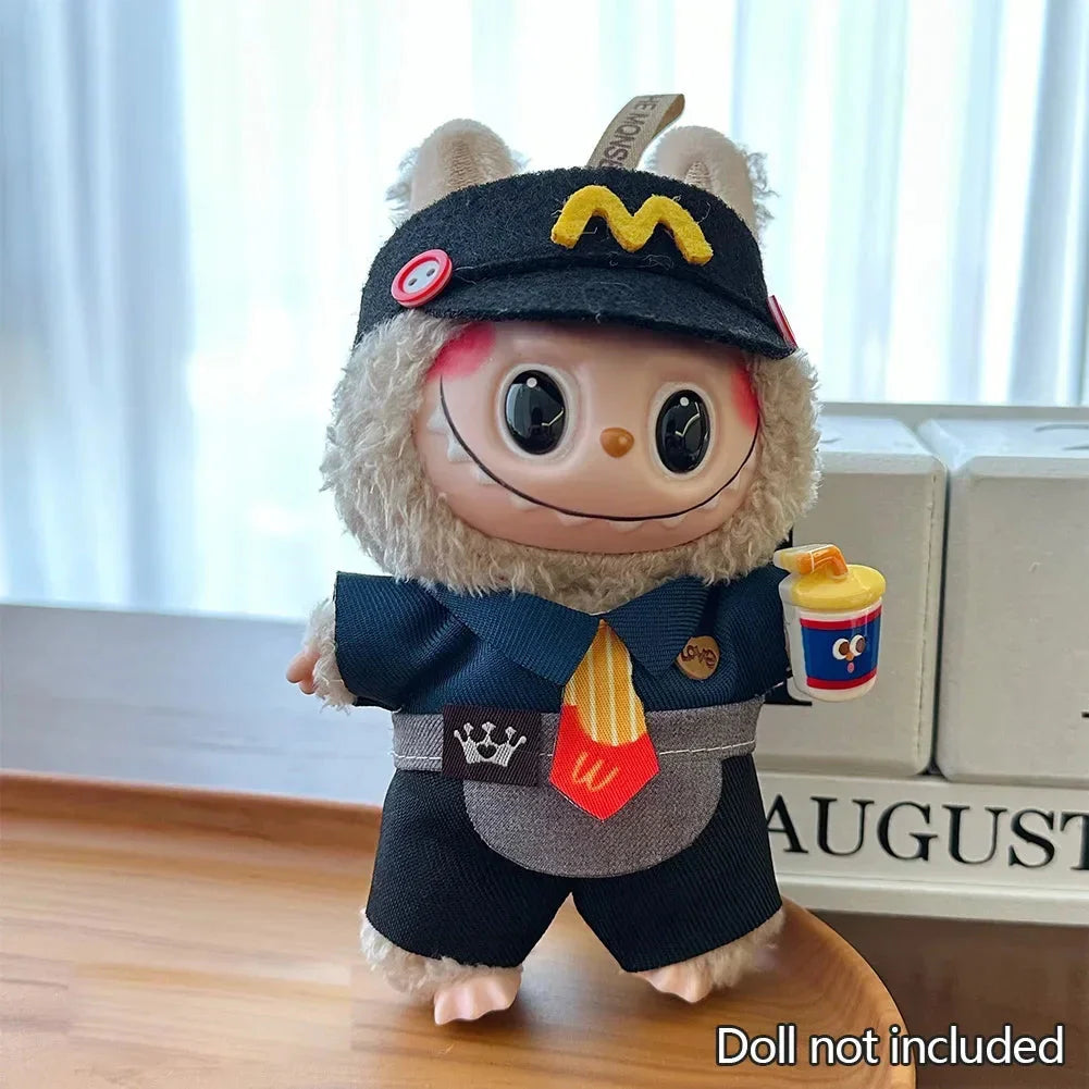Cute 17cm Labubu Doll Hoodie - Non-Official Kawaii Doll Clothes DollZio