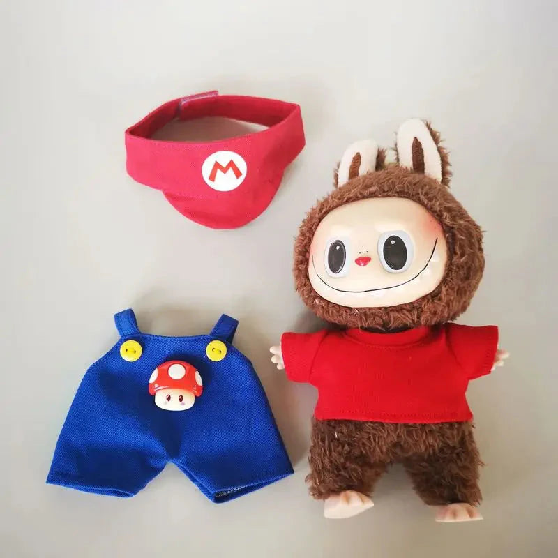 17cm Super Mario Cosplay Clothes Game Character Dress Up Clothes Labubu Clothes Keychain Dolls With Replacement Clothes DollZio
