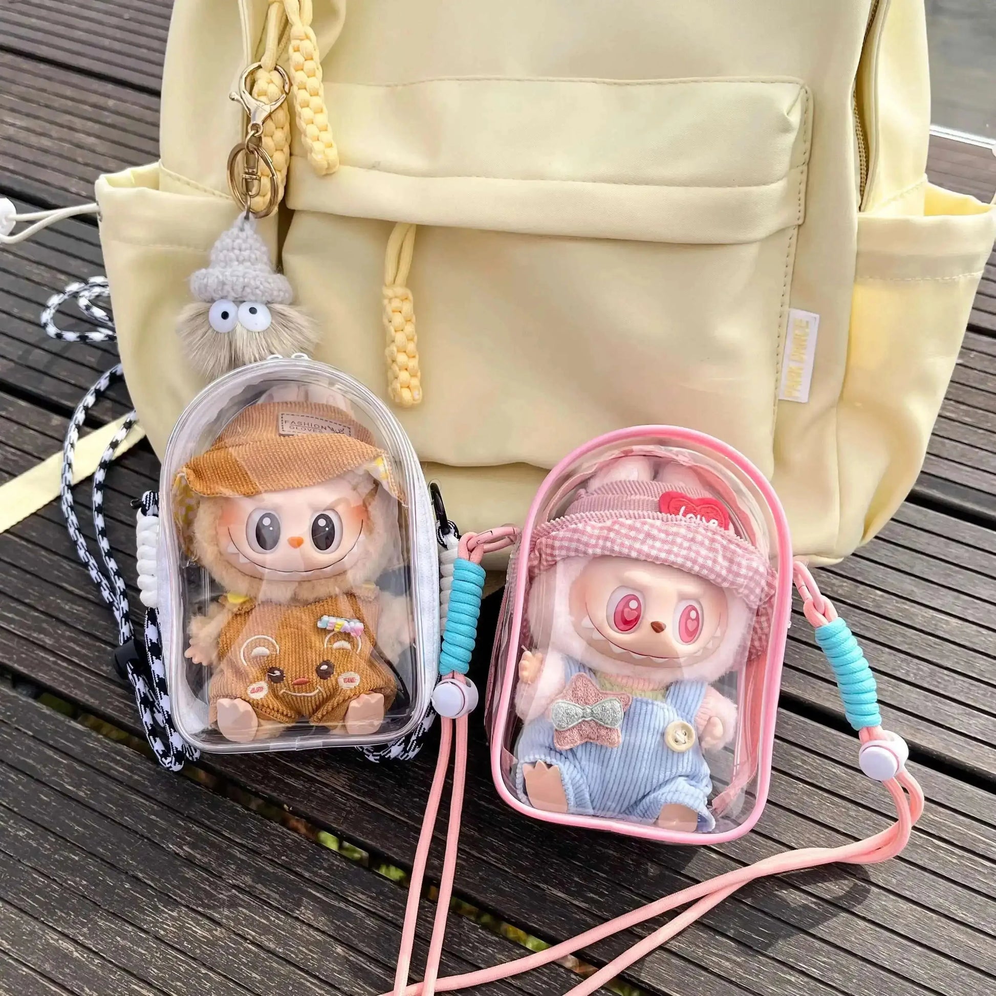 Labubu Non-Official Clear PVC Protective Shoulder Bag DollZio