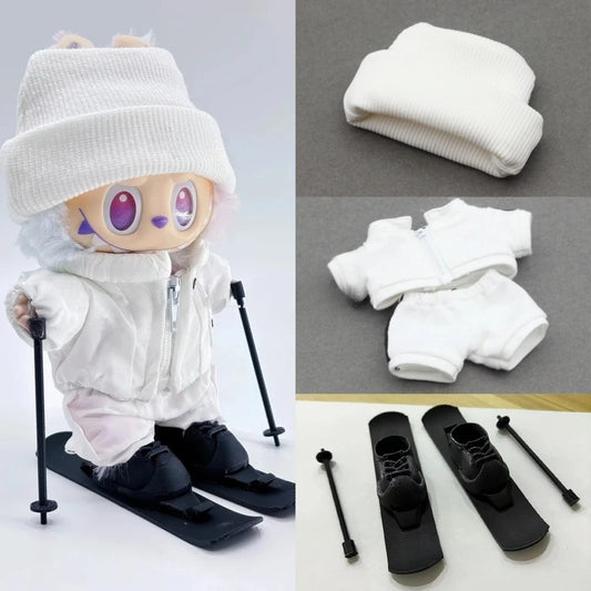 Compatible con muñecas Labubu: Conjunto de sudadera con capucha de esquí de invierno - Ropa de invierno Labubu
