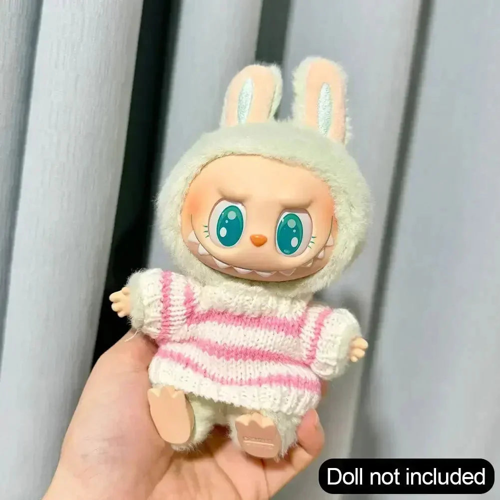 Labubu Idol Sweater – 17 cm Non-Official Striped Sweater for Sitting Doll DollZio