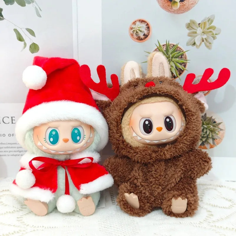 Compatible con muñecas Labubu: Conjunto de suéter y gorro de Papá Noel