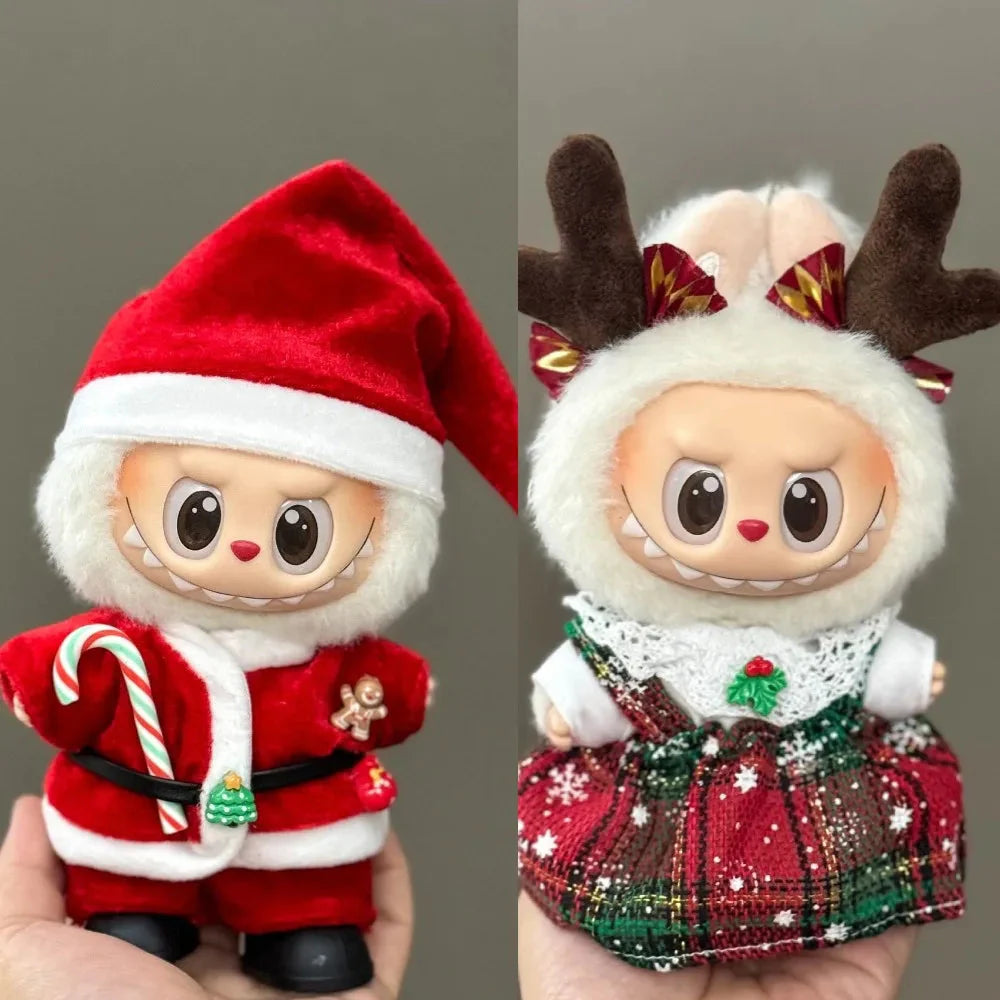 Labubu Christmas Deer Outfit – Non-Official Red Festive Clothes Set DollZio