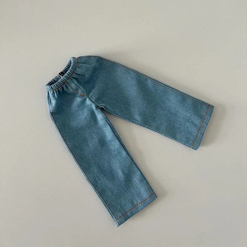 1Pcs Blythe Doll Clothes Fashion Jeans Streetwear Retro Loose Wide Leg Denim Pants for Blyth OB24 Licca Pullip 1/6 Dolls DollZio