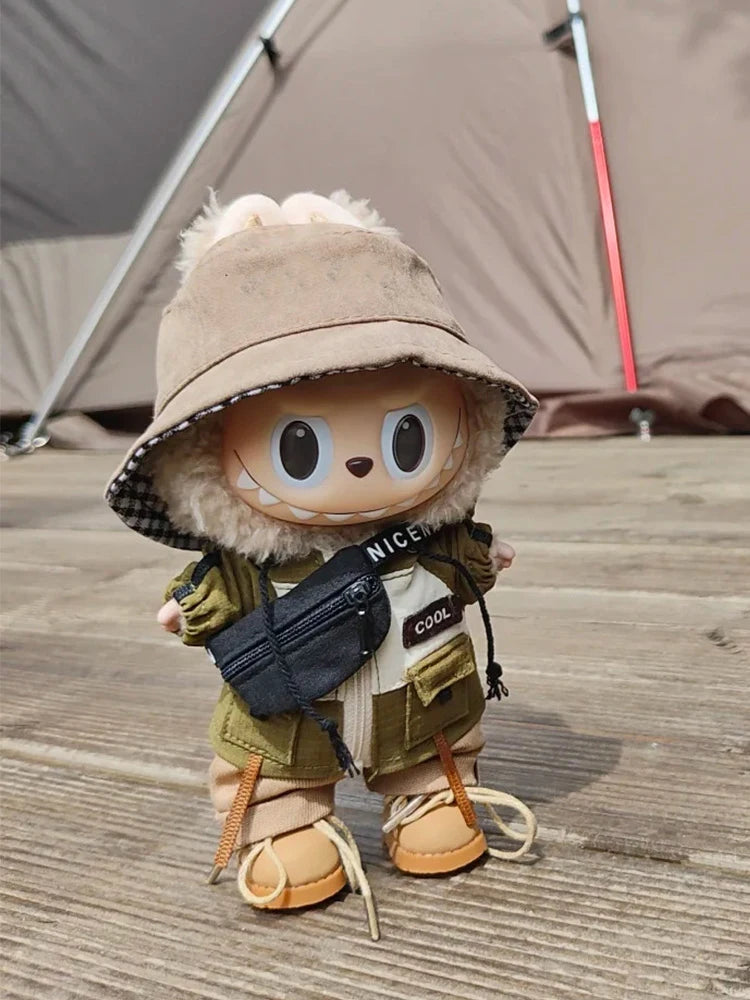 Compatible with Labubu Dolls: Cool Coat Outfit with Pants & Shoes