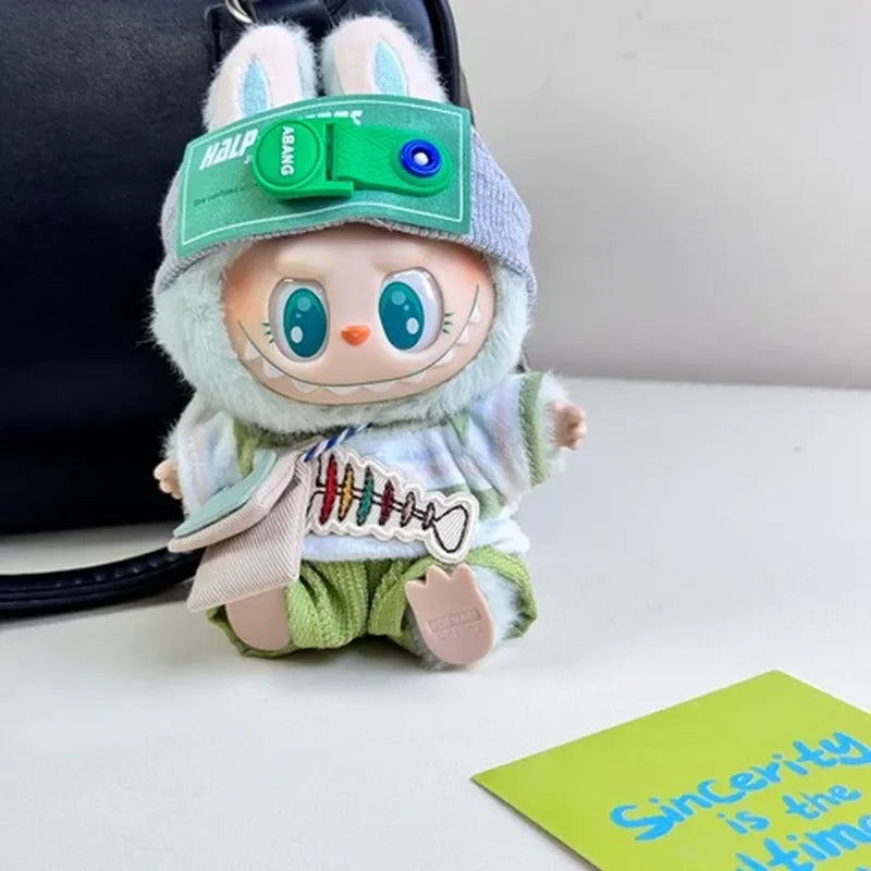 Compatible con el conjunto de ropa para muñecas Labubu, conjunto verde bebé.