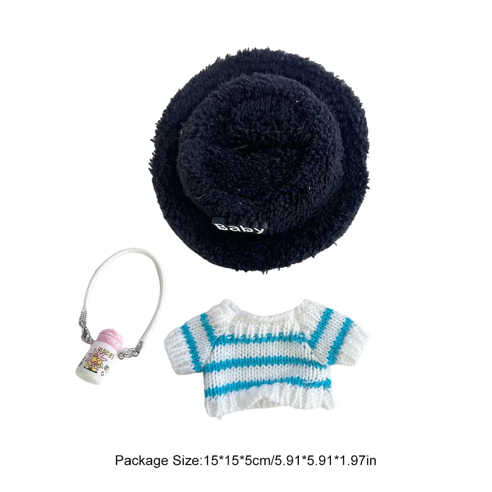Pink Striped Sweater Set for 17 cm Labubu Doll – Non-Official DollZio