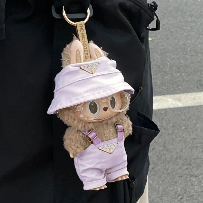 Labubu 15–17cm Non-Official Fisherman Hat & Overalls Set DollZio