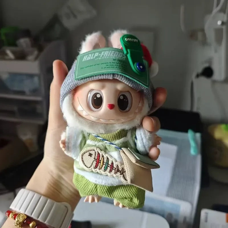 Compatible con el conjunto de ropa para muñecas Labubu, conjunto verde bebé.