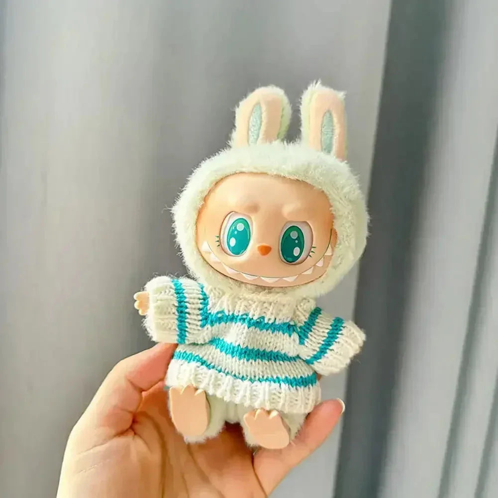 Labubu Idol Sweater – 17 cm Non-Official Striped Sweater for Sitting Doll DollZio