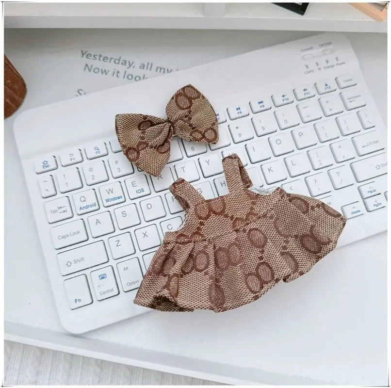 For 15 17cm Labubu Doll Clothes Princess Dress Bow Tie Two-Piece Set Outfit Clothing Sitting Party Game Toys Gift Accessories DollZio