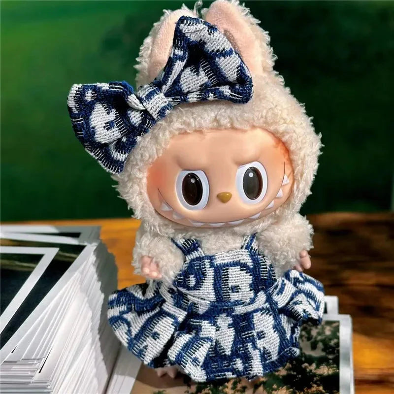 For 15 17cm Labubu Doll Clothes Princess Dress Bow Tie Two-Piece Set Outfit Clothing Sitting Party Game Toys Gift Accessories DollZio