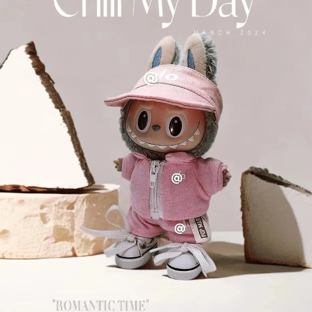 Labubu 17 cm Non-Official Designer Hat & Overalls Set – Non-Official Luxury Doll Outfit DollZio