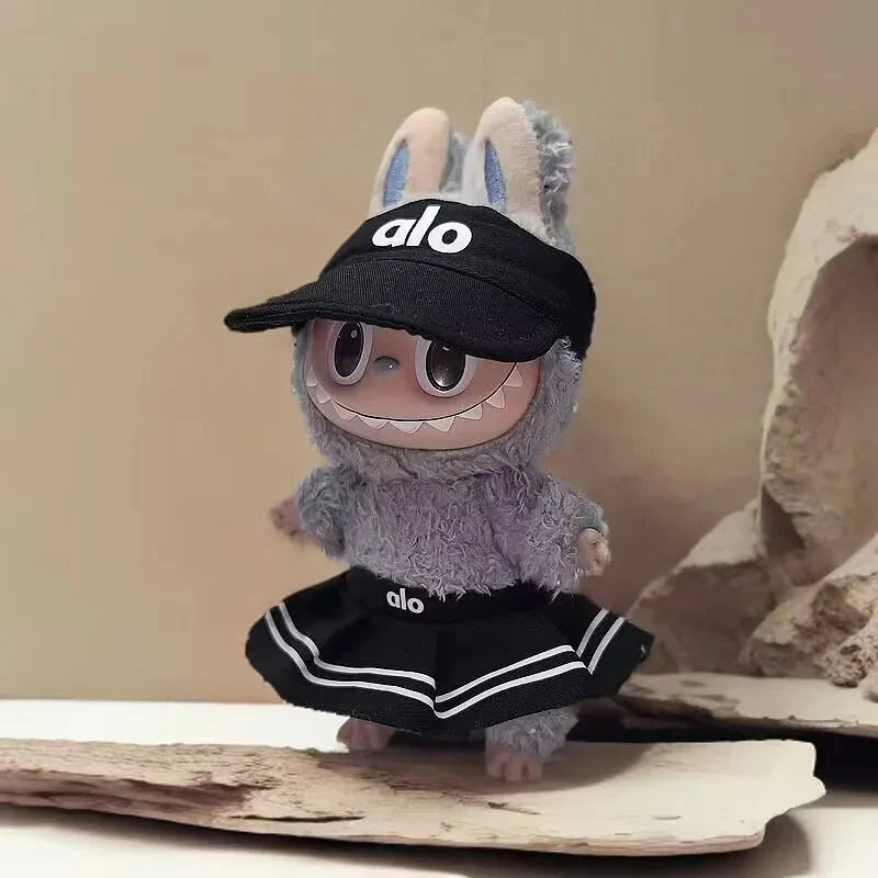 Labubu 17 cm Non-Official Designer Hat & Overalls Set – Non-Official Luxury Doll Outfit DollZio