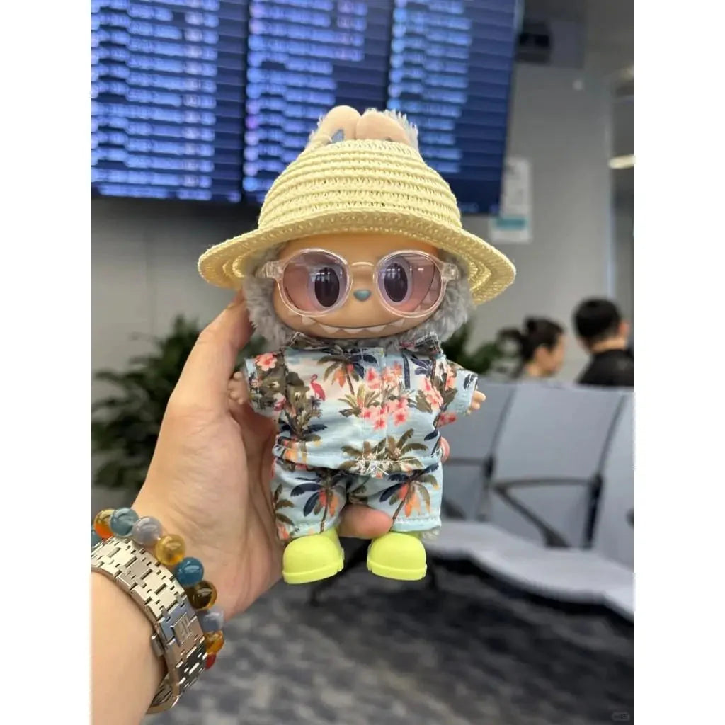 Labubu 3.0 Non-Official Hawaii Beach Outfit – Tropical Doll Clothes Set DollZio