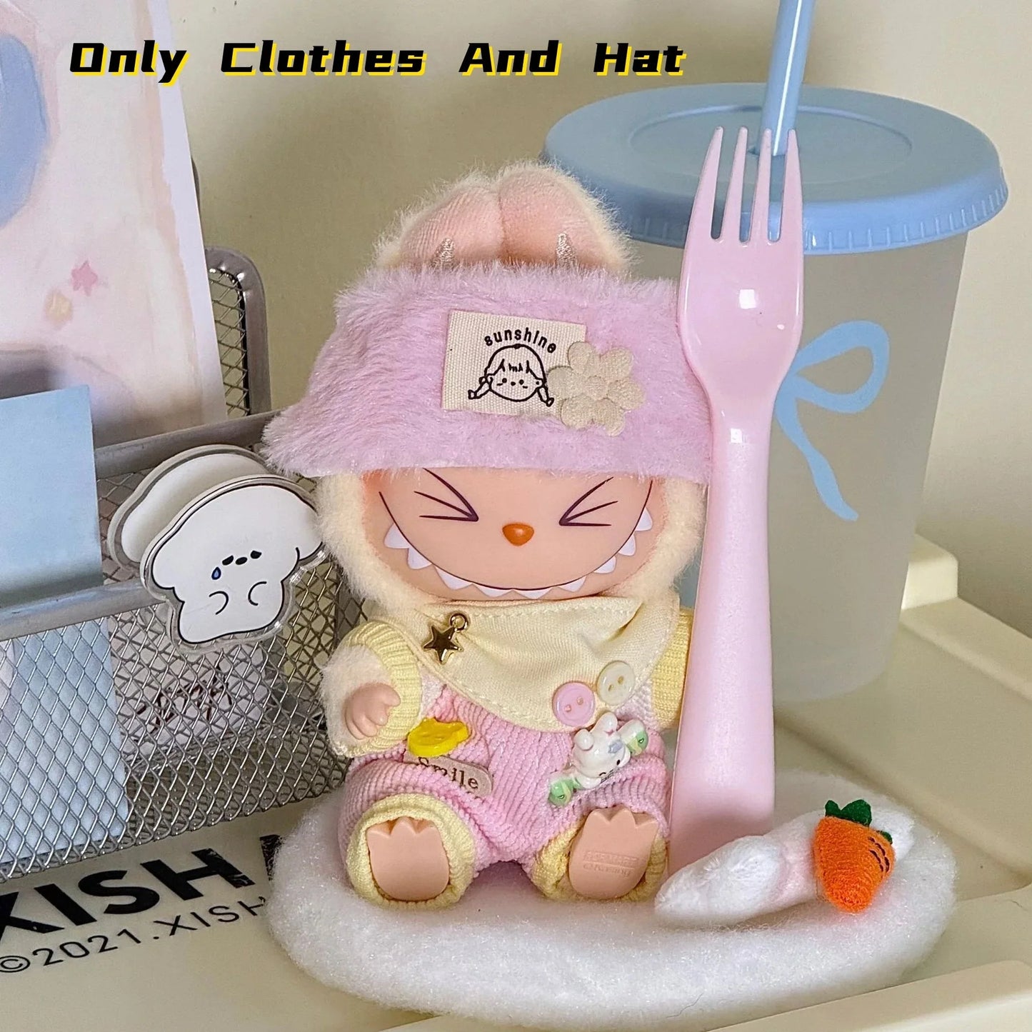 Labubu 17 cm Non-Official Cute Overall Set DollZio