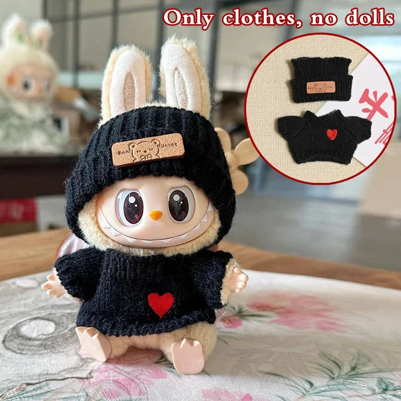 17cm Labubu Doll Clothes Set | Non-Official Sweater, Hat, & Accessories DollZio