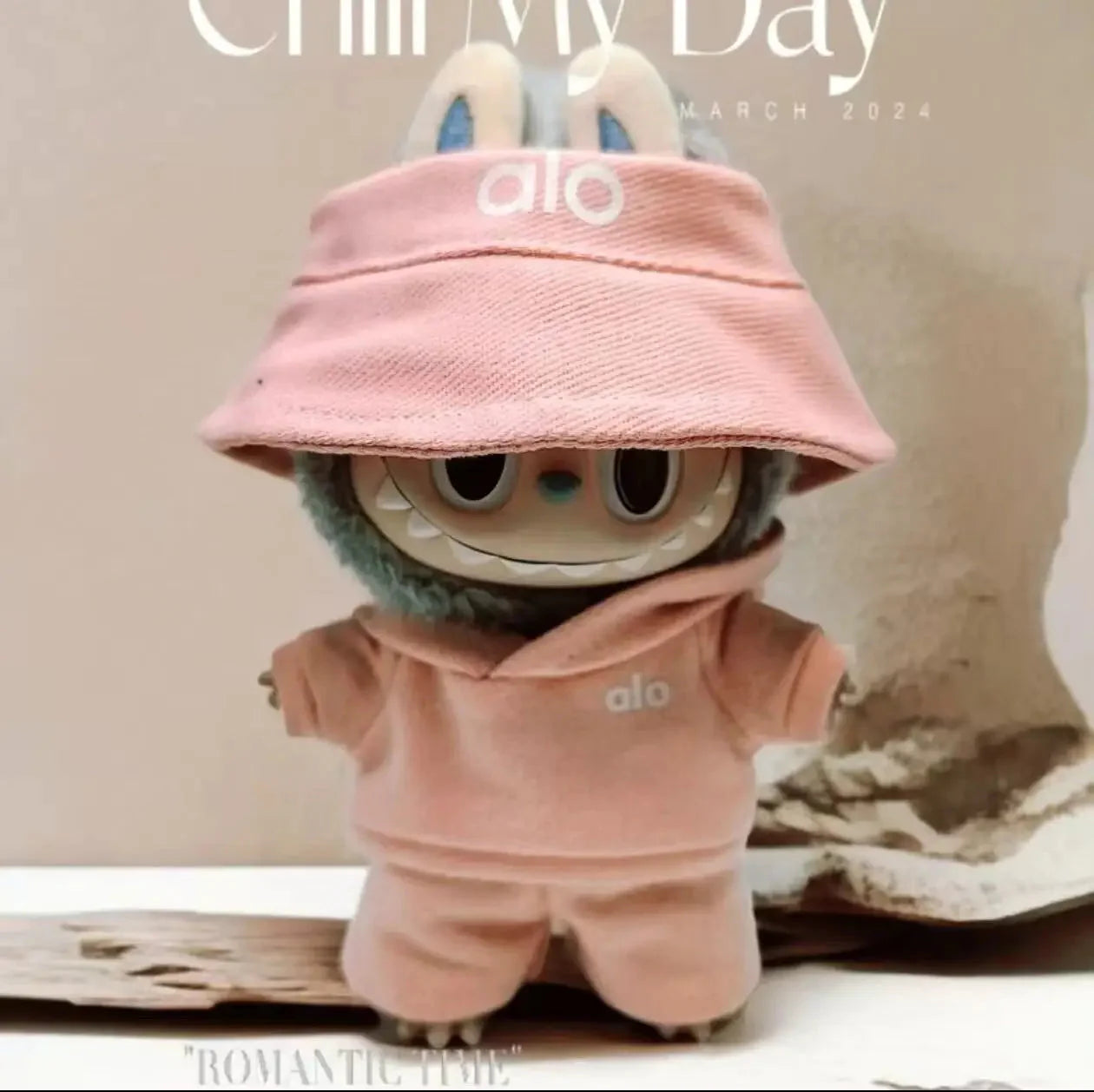 Labubu 17 cm Non-Official Designer Hat & Overalls Set – Non-Official Luxury Doll Outfit DollZio