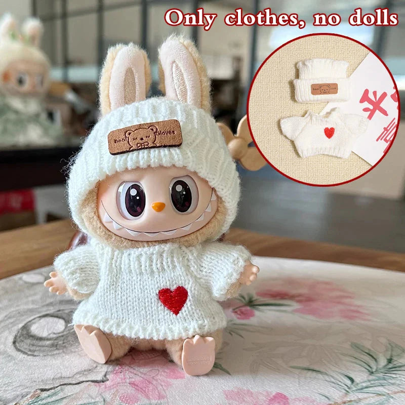 17cm Labubu Doll Clothes Set | Non-Official Sweater, Hat, & Accessories DollZio