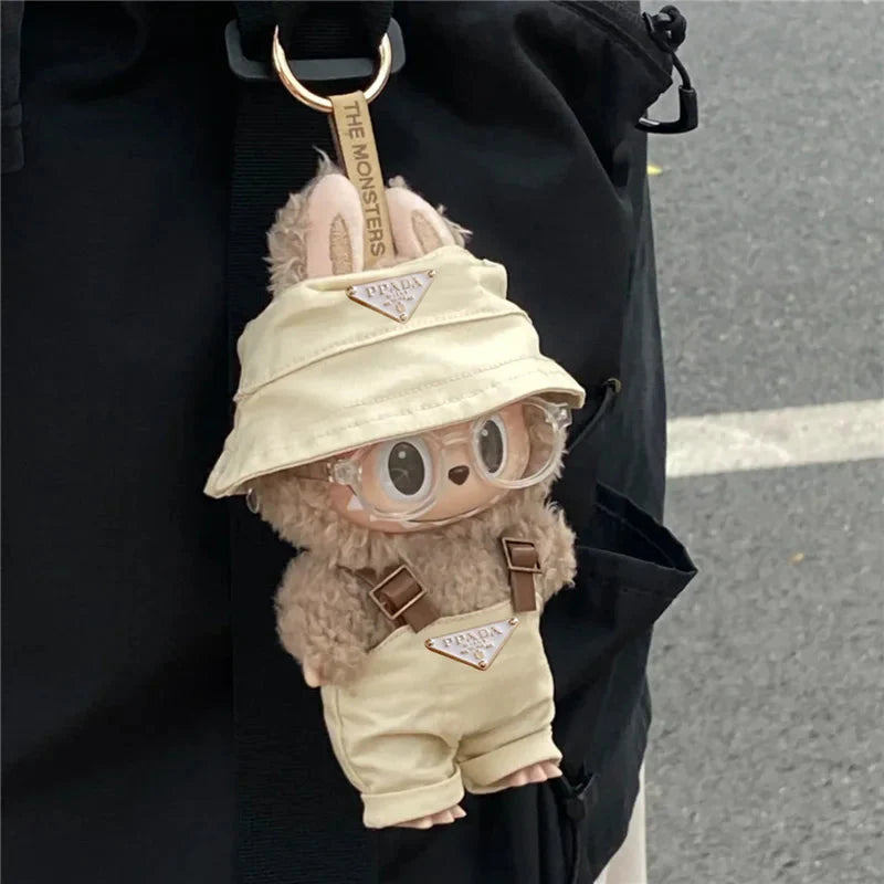 Labubu 15–17cm Non-Official Fisherman Hat & Overalls Set DollZio